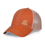 Merrimack Hat Co. Austin Vintage Wash Trucker Cap Embroidery - Rust/Tan - View 1