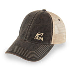 Merrimack Hat Co. Austin Vintage Wash Trucker Cap Transfer - Black/Tan - View 1
