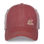 Merrimack Hat Co. Austin Vintage Wash Trucker Cap Transfer - Cardinal/Tan - View 2