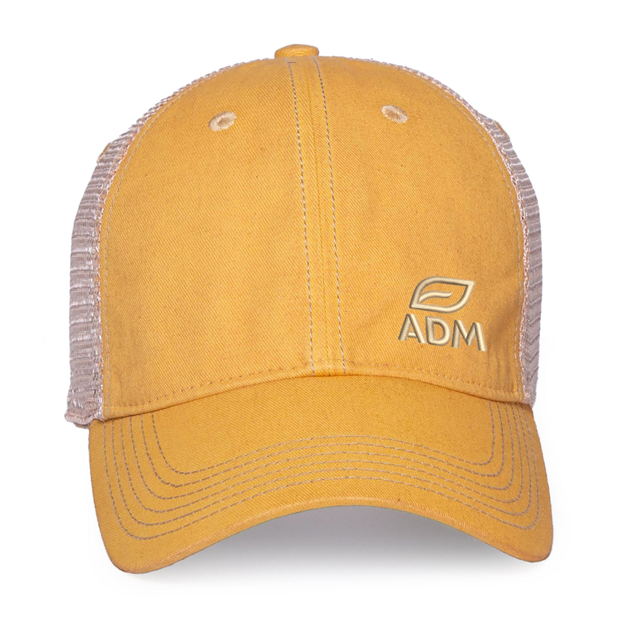 Merrimack Hat Co. Austin Vintage Wash Trucker Cap Transfer - Citrus/Tan - View 2