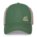 Merrimack Hat Co. Austin Vintage Wash Trucker Cap Transfer - Kelly Green/Tan - View 2