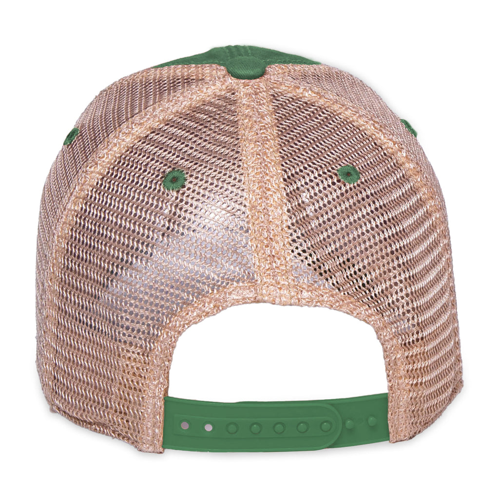 Merrimack Hat Co. Austin Vintage Wash Trucker Cap Transfer - Kelly Green/Tan - View 3