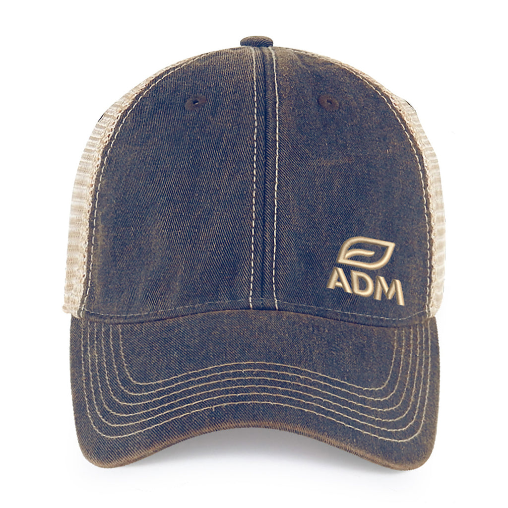 Merrimack Hat Co. Austin Vintage Wash Trucker Cap Transfer - Navy/Tan - View 2