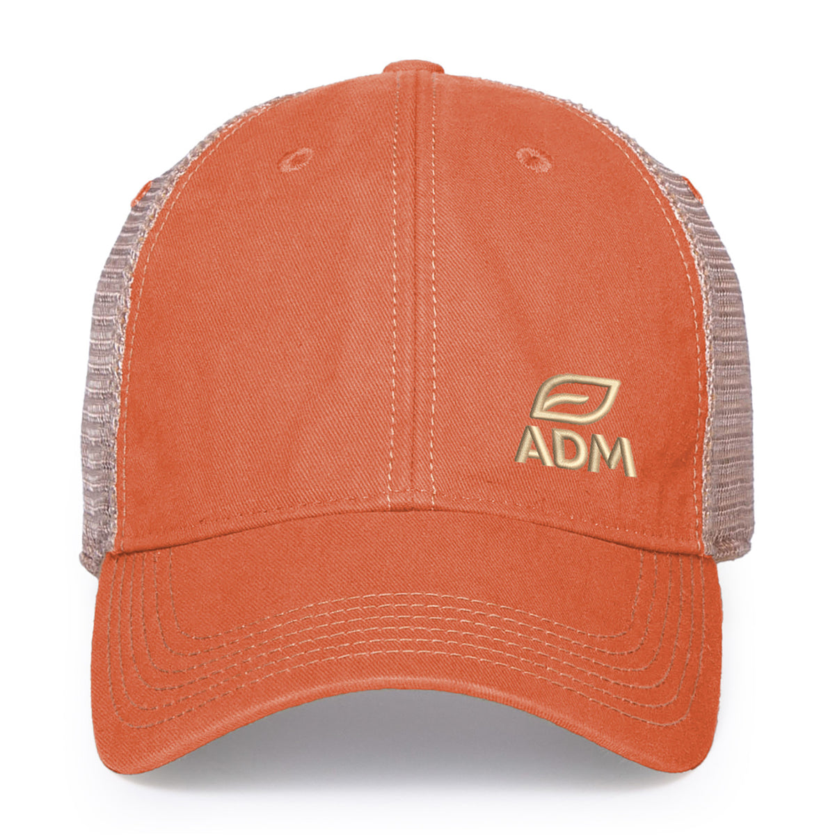 Merrimack Hat Co. Austin Vintage Wash Trucker Cap Transfer - Orange/Tan - View 2