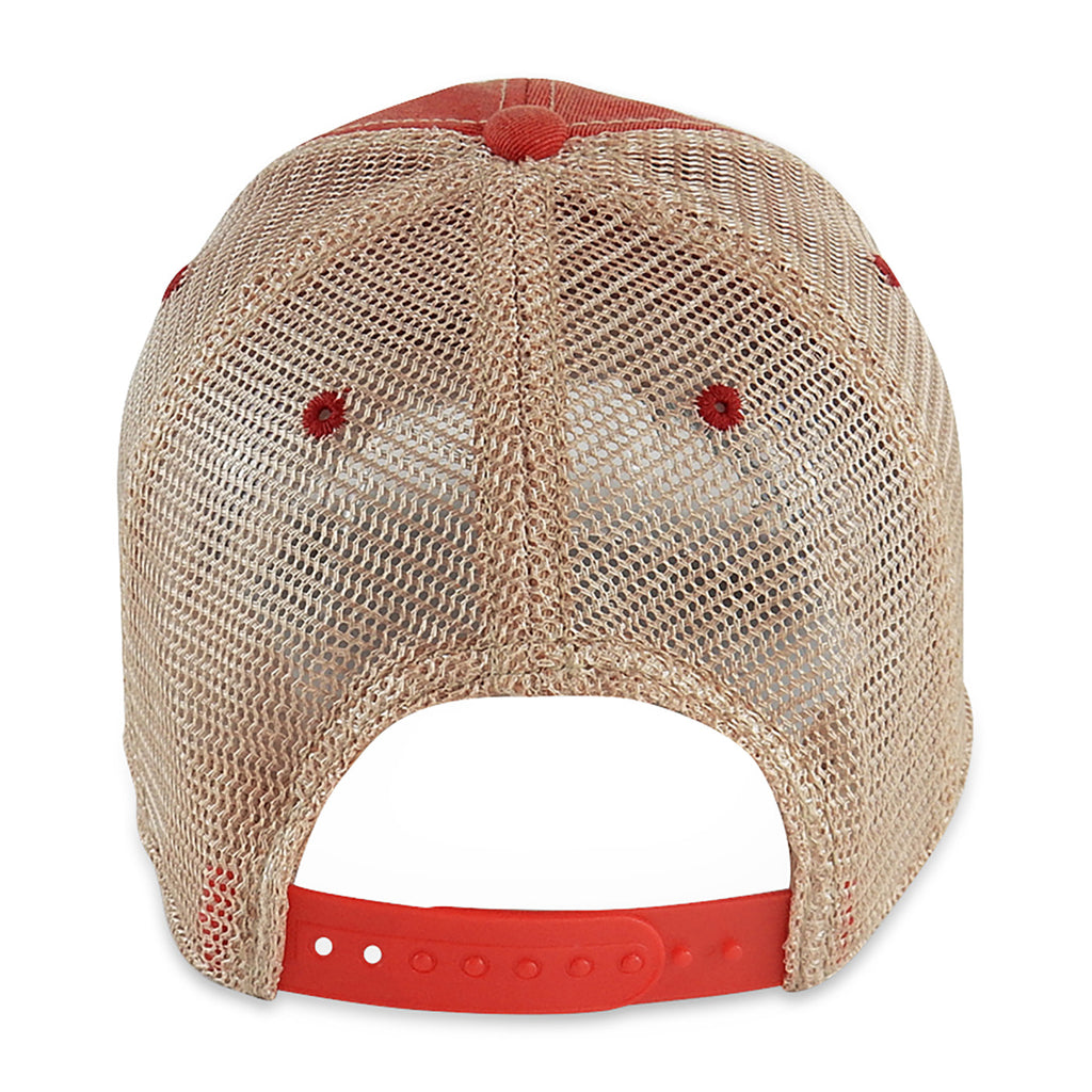 Merrimack Hat Co. Austin Vintage Wash Trucker Cap Transfer - Red/Tan - View 3