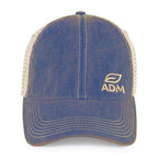 Merrimack Hat Co. Austin Vintage Wash Trucker Cap Transfer - Royal/Tan - View 2