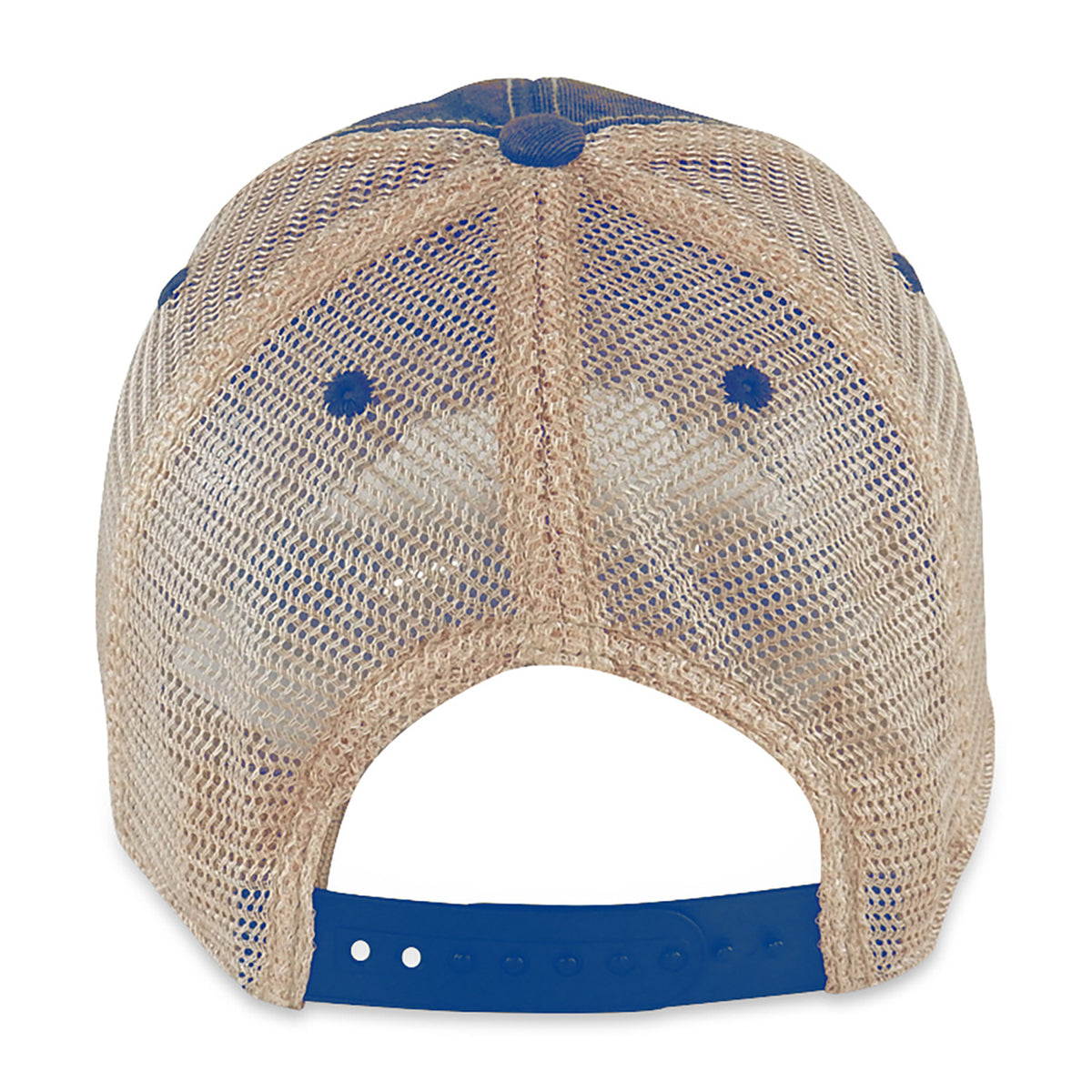 Merrimack Hat Co. Austin Vintage Wash Trucker Cap Transfer - Royal/Tan - View 3