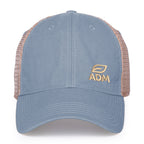 Merrimack Hat Co. Austin Vintage Wash Trucker Cap Transfer - Sky Blue/Tan - View 2