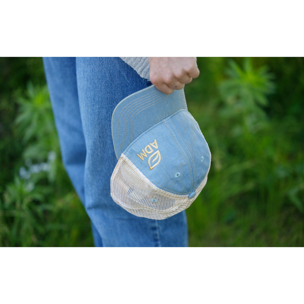 Merrimack Hat Co. Austin Vintage Wash Trucker Cap Transfer - Sky Blue/Tan - View 5