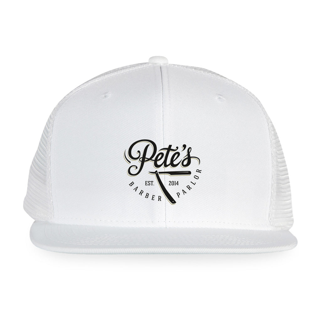 Merrimack Hat Co. Axel Flat Brim Trucker Cap Embroidery - White - View 3
