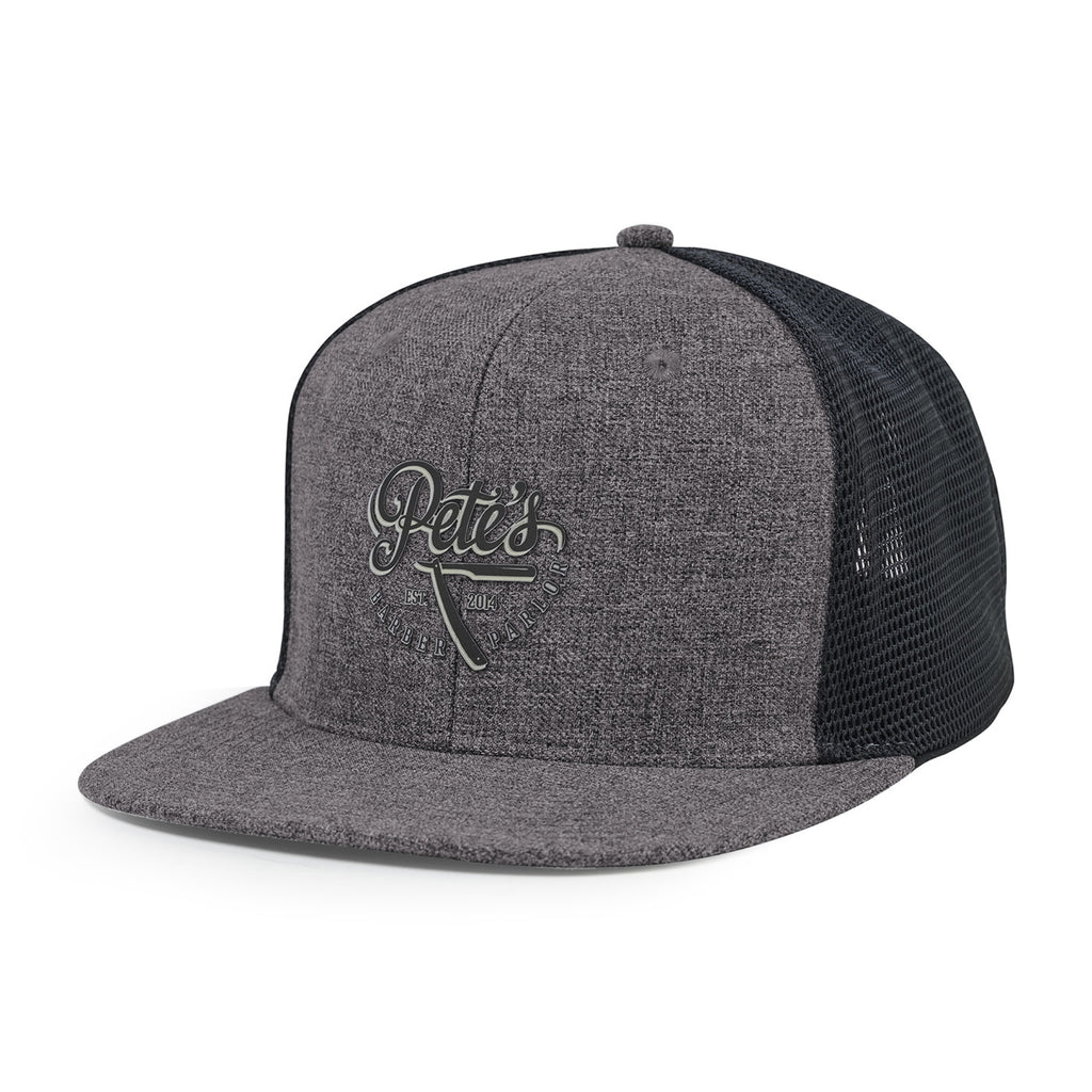 Merrimack Hat Co. Axel Flat Brim Trucker Cap Transfer - Heather Grey/Black - View 1