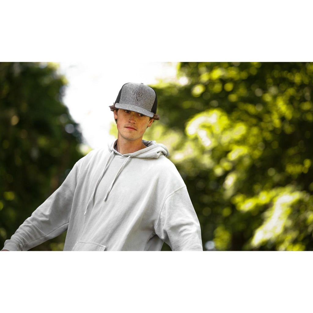 Merrimack Hat Co. Axel Flat Brim Trucker Cap Transfer - Heather Grey/Black - View 6