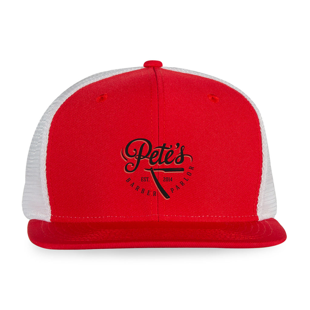 Merrimack Hat Co. Axel Flat Brim Trucker Cap Transfer - Red/White - View 2