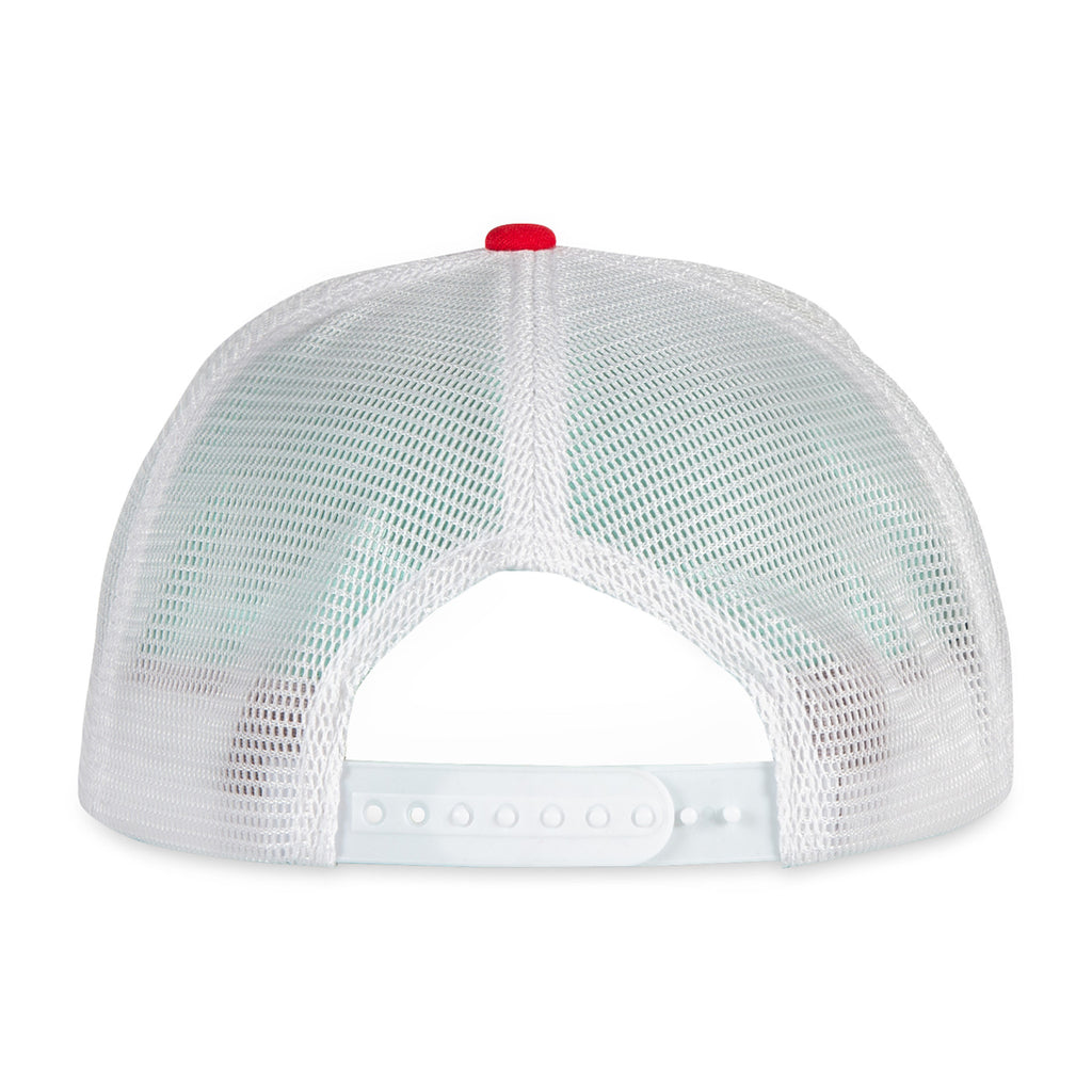 Merrimack Hat Co. Axel Flat Brim Trucker Cap Transfer - Red/White - View 3