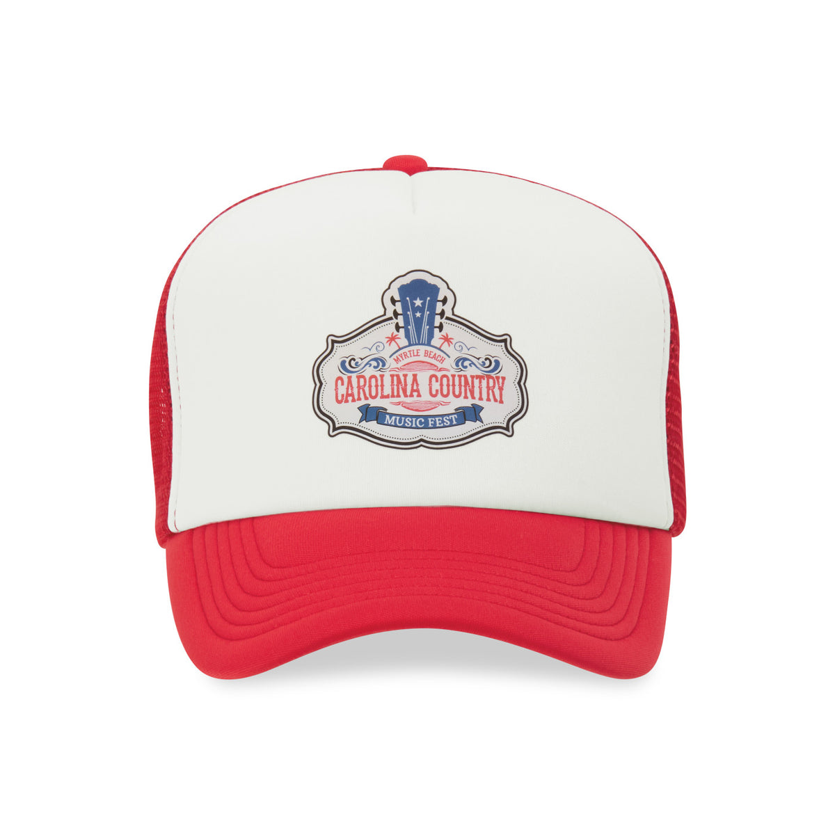 Merrimack Hat Co. Bronx Foam Front Trucker Cap Embroidery - Red/White - View 2