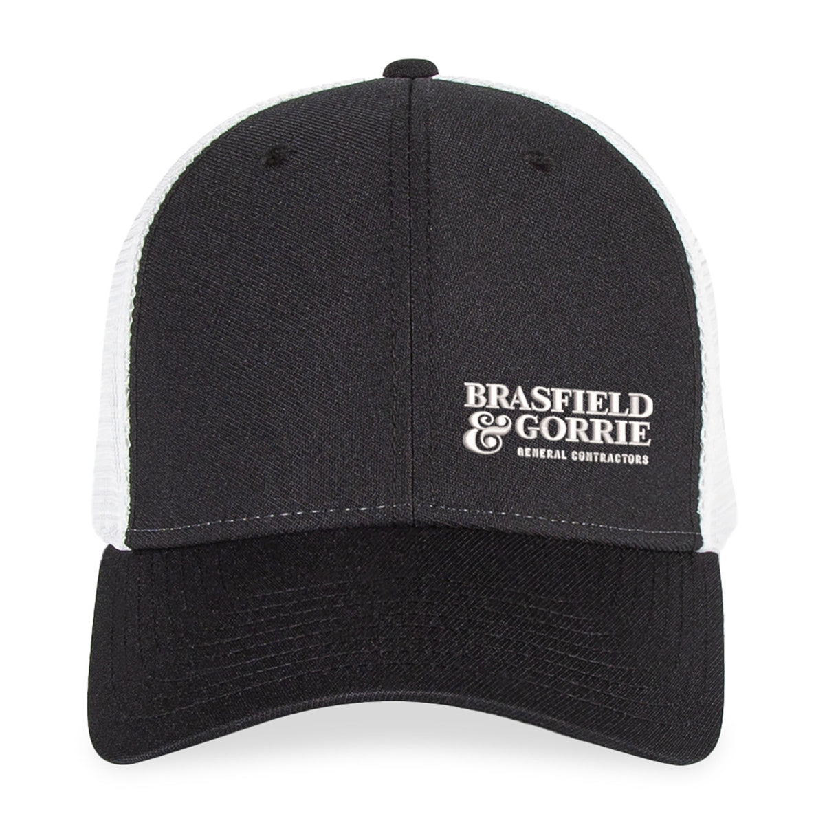 Merrimack Hat Co. Casey Performance Trucker Cap Embroidery - Black-White - View 2