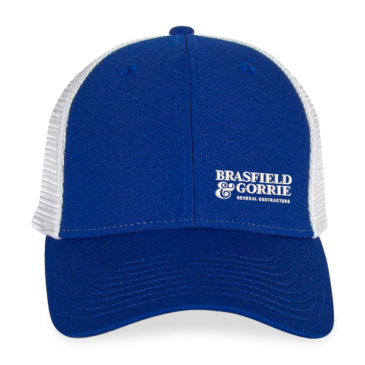 Merrimack Hat Co. Casey Performance Trucker Cap Embroidery - Royal/White - View 2