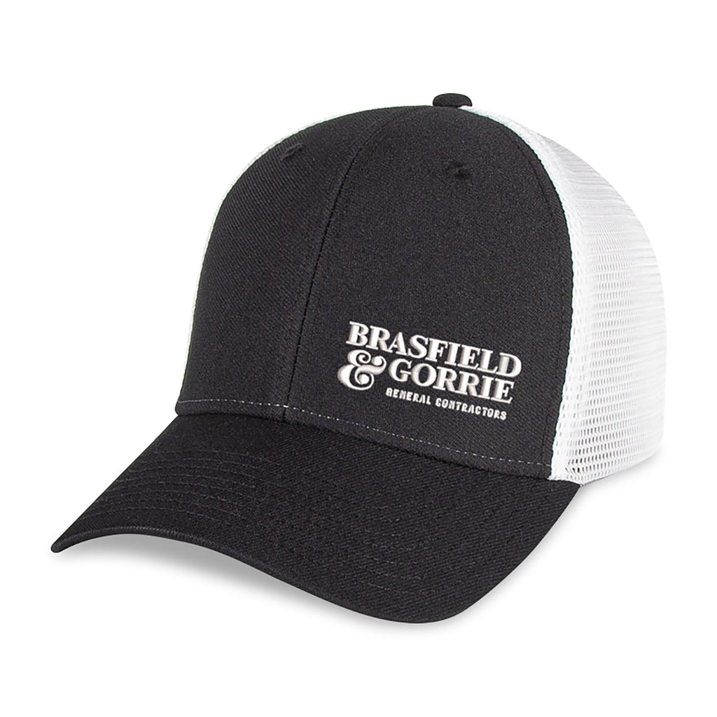 Merrimack Hat Co. Casey Performance Trucker Cap Transfer - Black-White - View 1