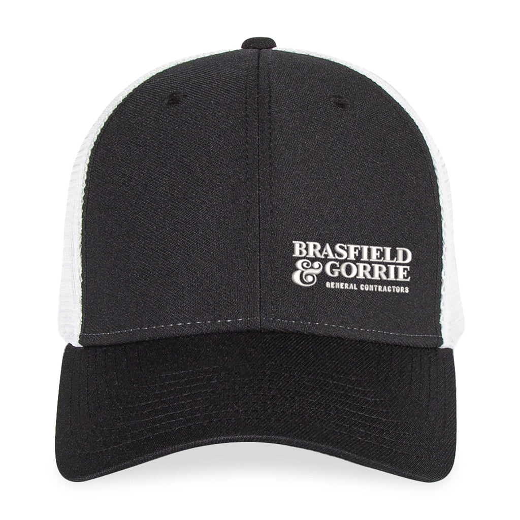 Merrimack Hat Co. Casey Performance Trucker Cap Transfer - Black-White - View 2