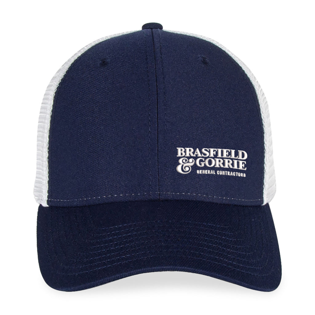 Merrimack Hat Co. Casey Performance Trucker Cap Transfer - Navy/White - View 2