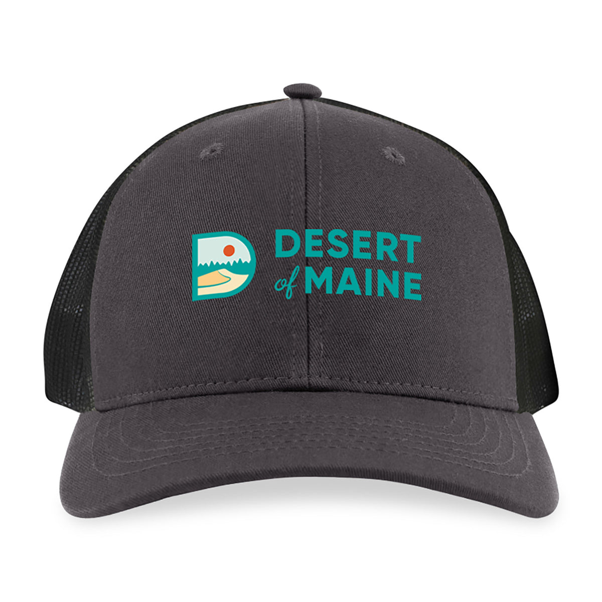 Merrimack Hat Co. Colt Cotton Trucker Cap, Mid Profile Embroidery - Charcoal/Black - View 2