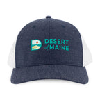Merrimack Hat Co. Colt Cotton Trucker Cap, Mid Profile Embroidery - Melange Blue/White - View 2