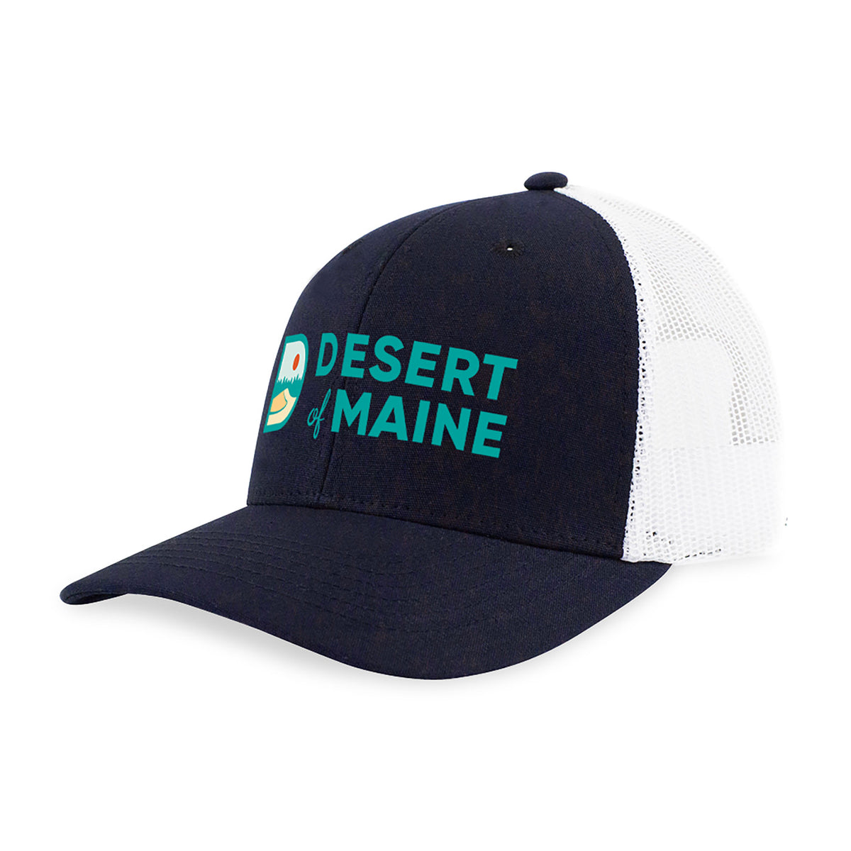 Merrimack Hat Co. Colt Cotton Trucker Cap, Mid Profile Embroidery - Navy/White - View 1