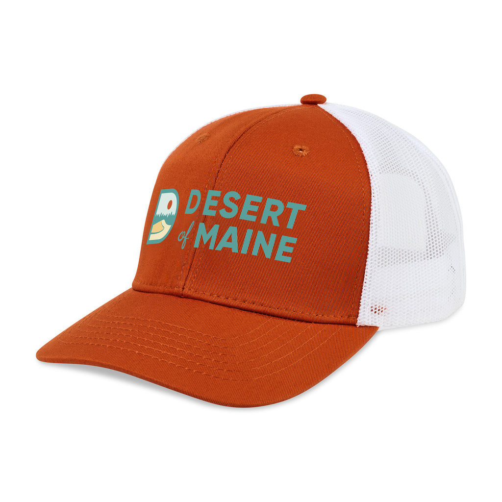 Merrimack Hat Co. Colt Cotton Trucker Cap, Mid Profile Embroidery - Orange/White - View 1