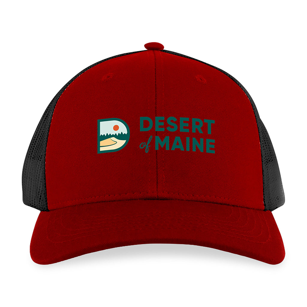 Merrimack Hat Co. Colt Cotton Trucker Cap, Mid Profile Embroidery - Red/Charcoal - View 2