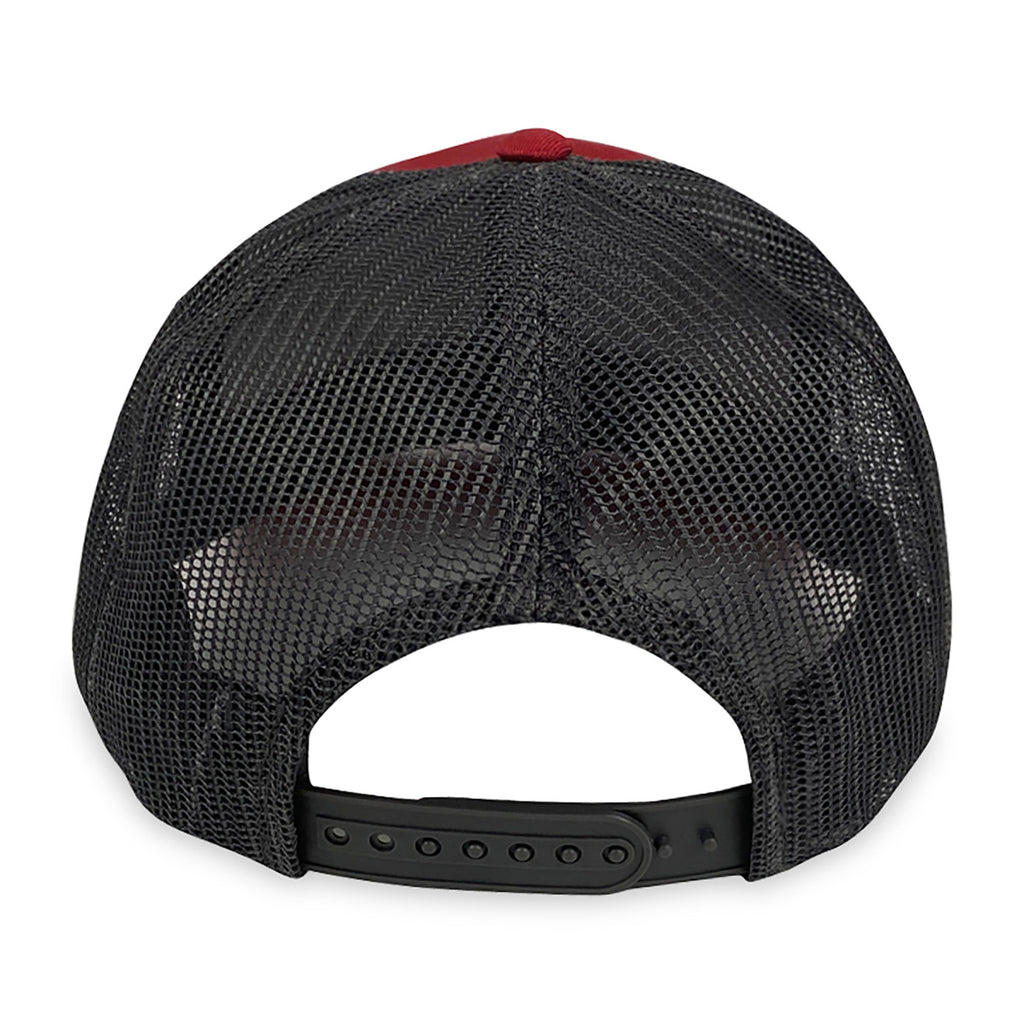 Merrimack Hat Co. Colt Cotton Trucker Cap, Mid Profile Embroidery - Red/Charcoal - View 3