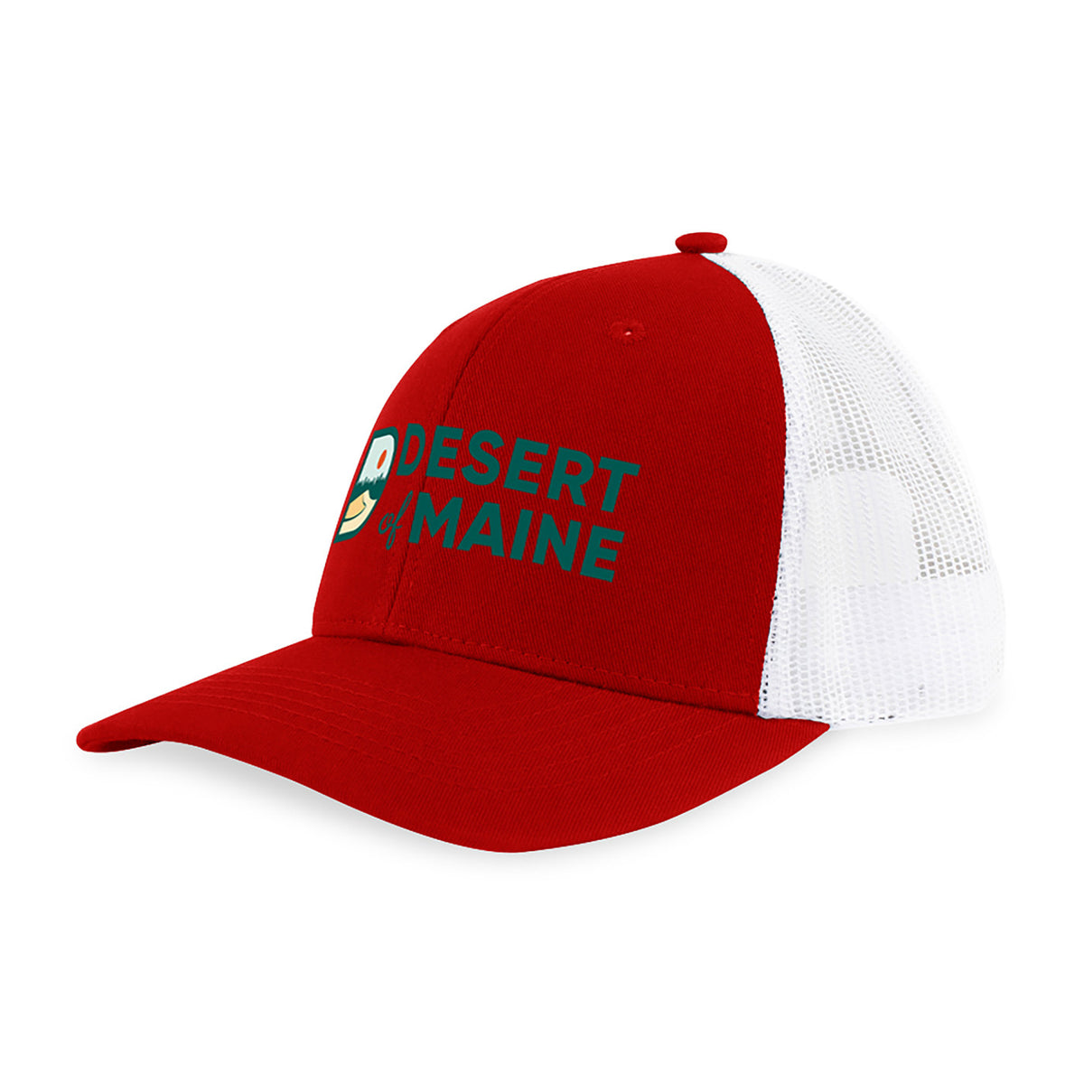 Merrimack Hat Co. Colt Cotton Trucker Cap, Mid Profile Embroidery - Scarlet/White - View 1