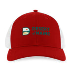 Merrimack Hat Co. Colt Cotton Trucker Cap, Mid Profile Embroidery - Scarlet/White - View 2