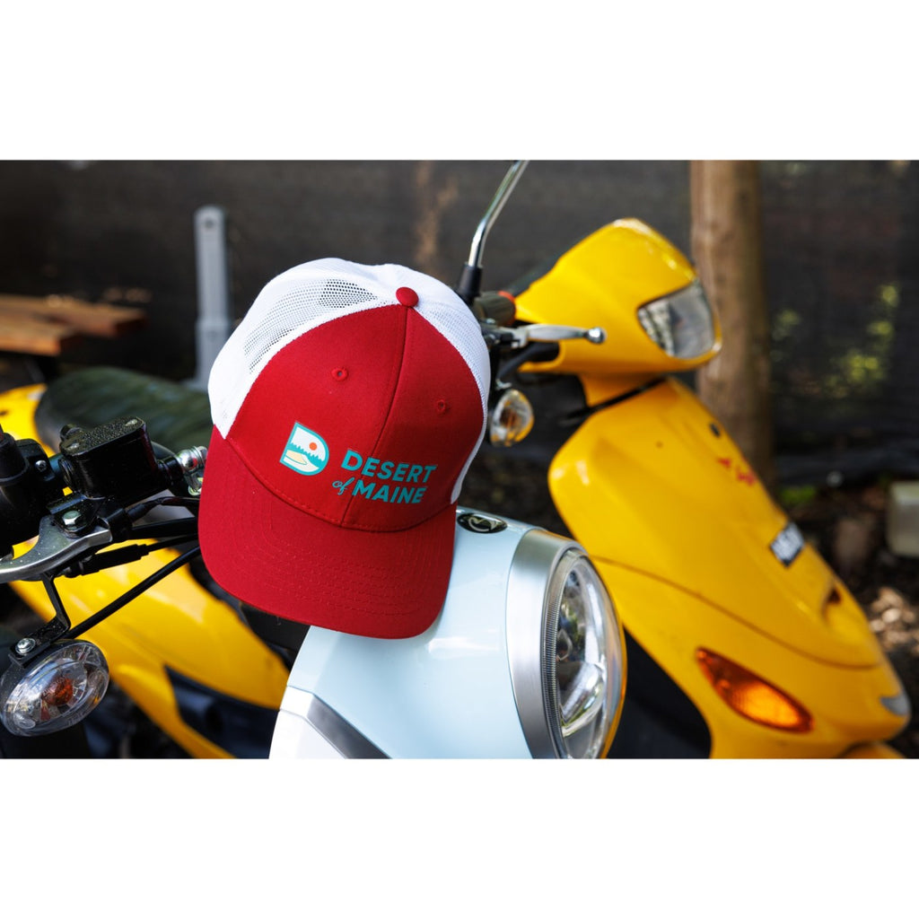 Merrimack Hat Co. Colt Cotton Trucker Cap, Mid Profile Embroidery - Scarlet/White - View 4