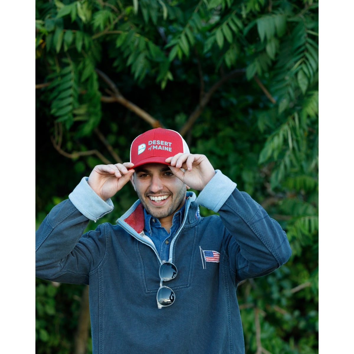 Merrimack Hat Co. Colt Cotton Trucker Cap, Mid Profile Embroidery - Scarlet/White - View 6