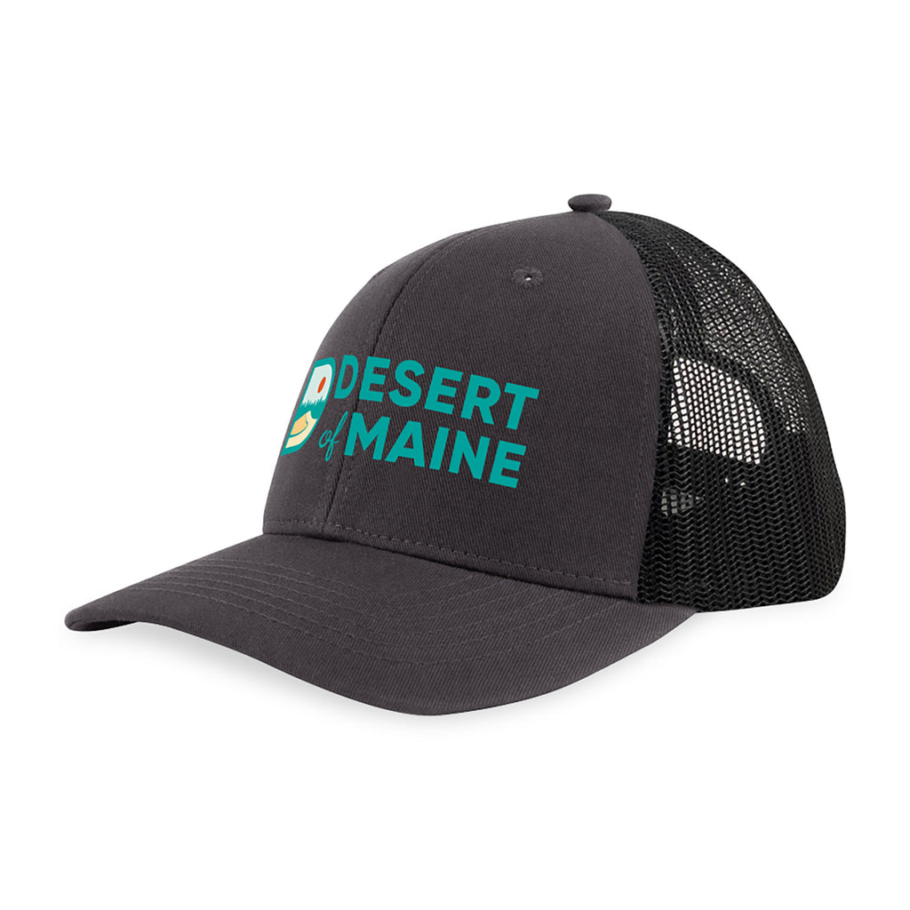 Merrimack Hat Co. Colt Cotton Trucker Cap, Mid Profile Transfer - Charcoal/Black - View 1