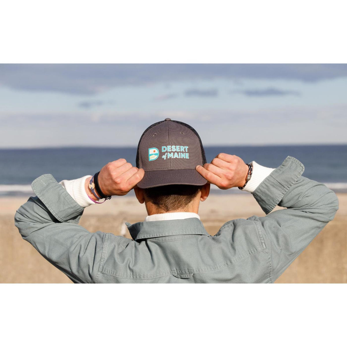 Merrimack Hat Co. Colt Cotton Trucker Cap, Mid Profile Transfer - Charcoal/Black - View 4
