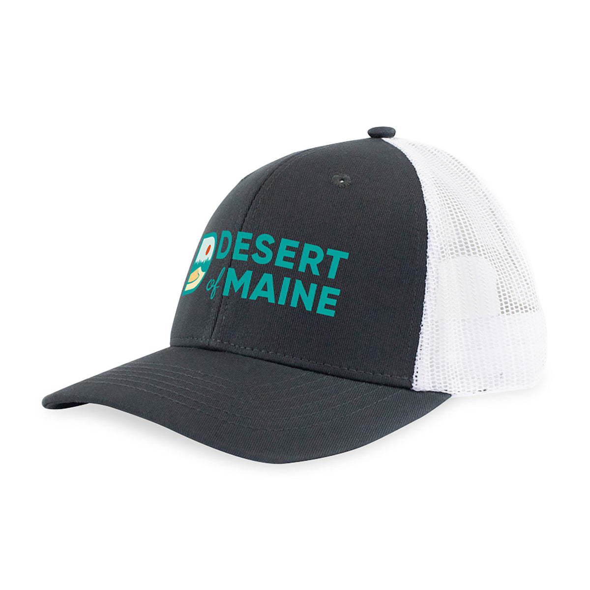 Merrimack Hat Co. Colt Cotton Trucker Cap, Mid Profile Transfer - Charcoal/White - View 1