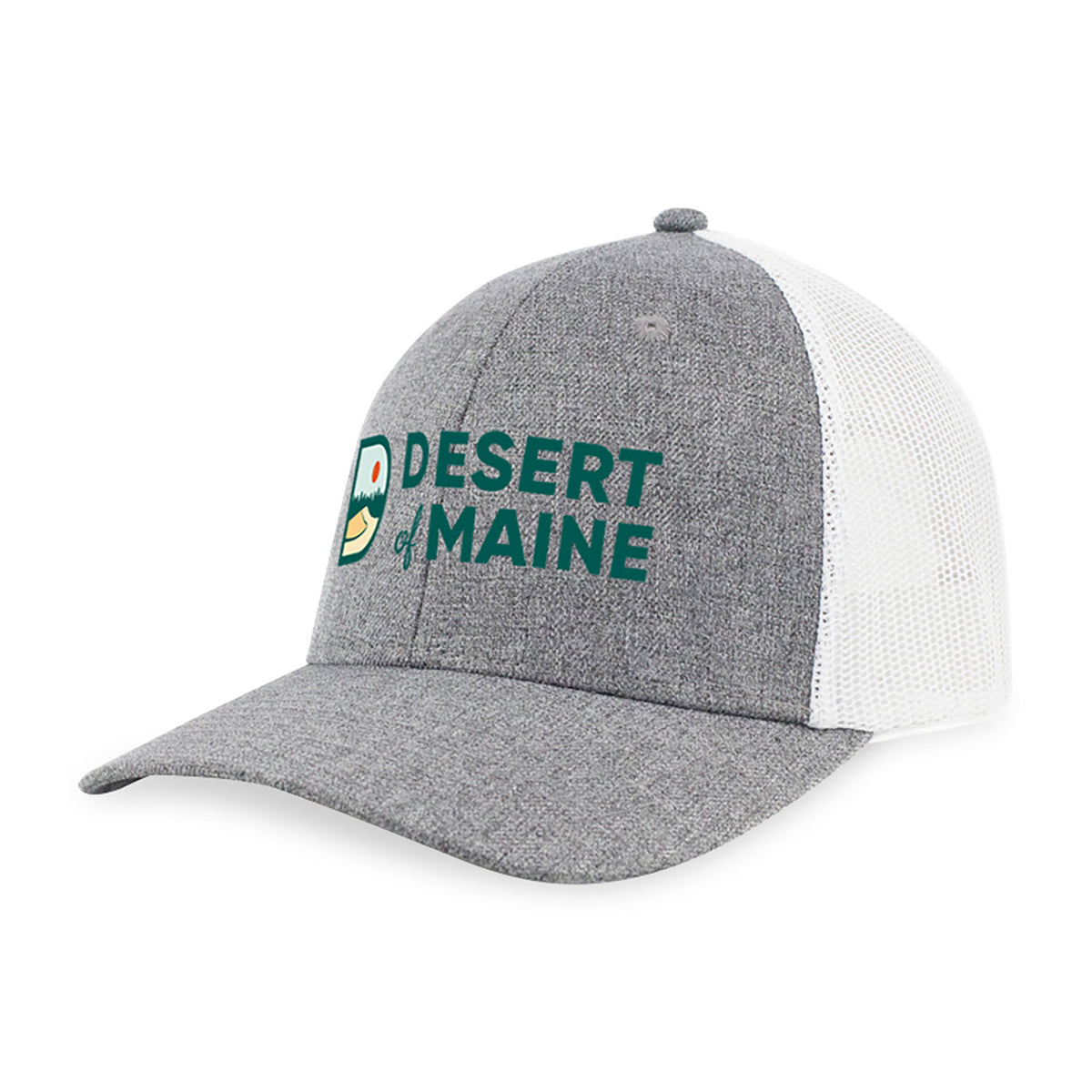 Merrimack Hat Co. Colt Cotton Trucker Cap, Mid Profile Transfer - Melange Grey/White - View 1