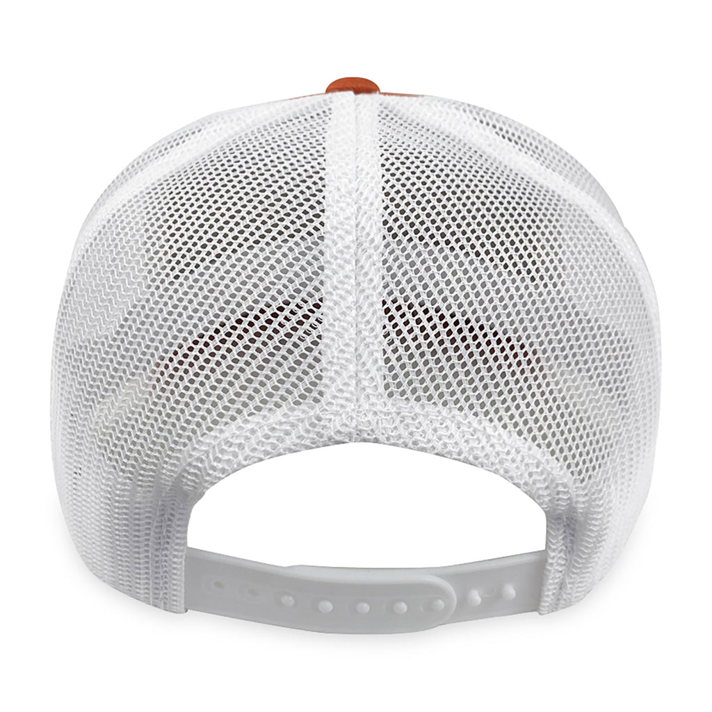 Merrimack Hat Co. Colt Cotton Trucker Cap, Mid Profile Transfer - Orange/White - View 3