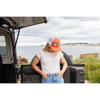 Merrimack Hat Co. Colt Cotton Trucker Cap, Mid Profile Transfer - Orange/White - View 4