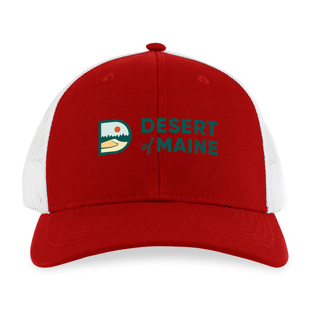 Merrimack Hat Co. Colt Cotton Trucker Cap, Mid Profile Transfer - Scarlet/White - View 2