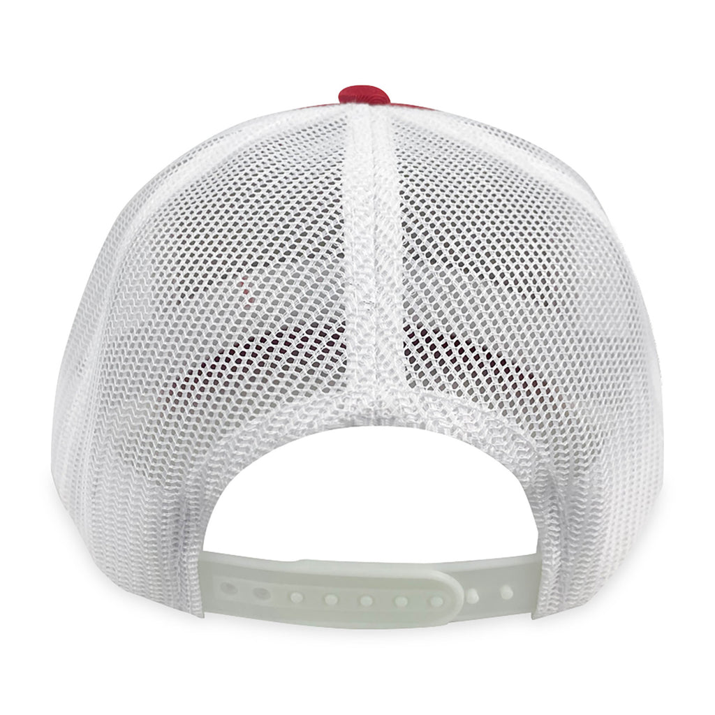 Merrimack Hat Co. Colt Cotton Trucker Cap, Mid Profile Transfer - Scarlet/White - View 3