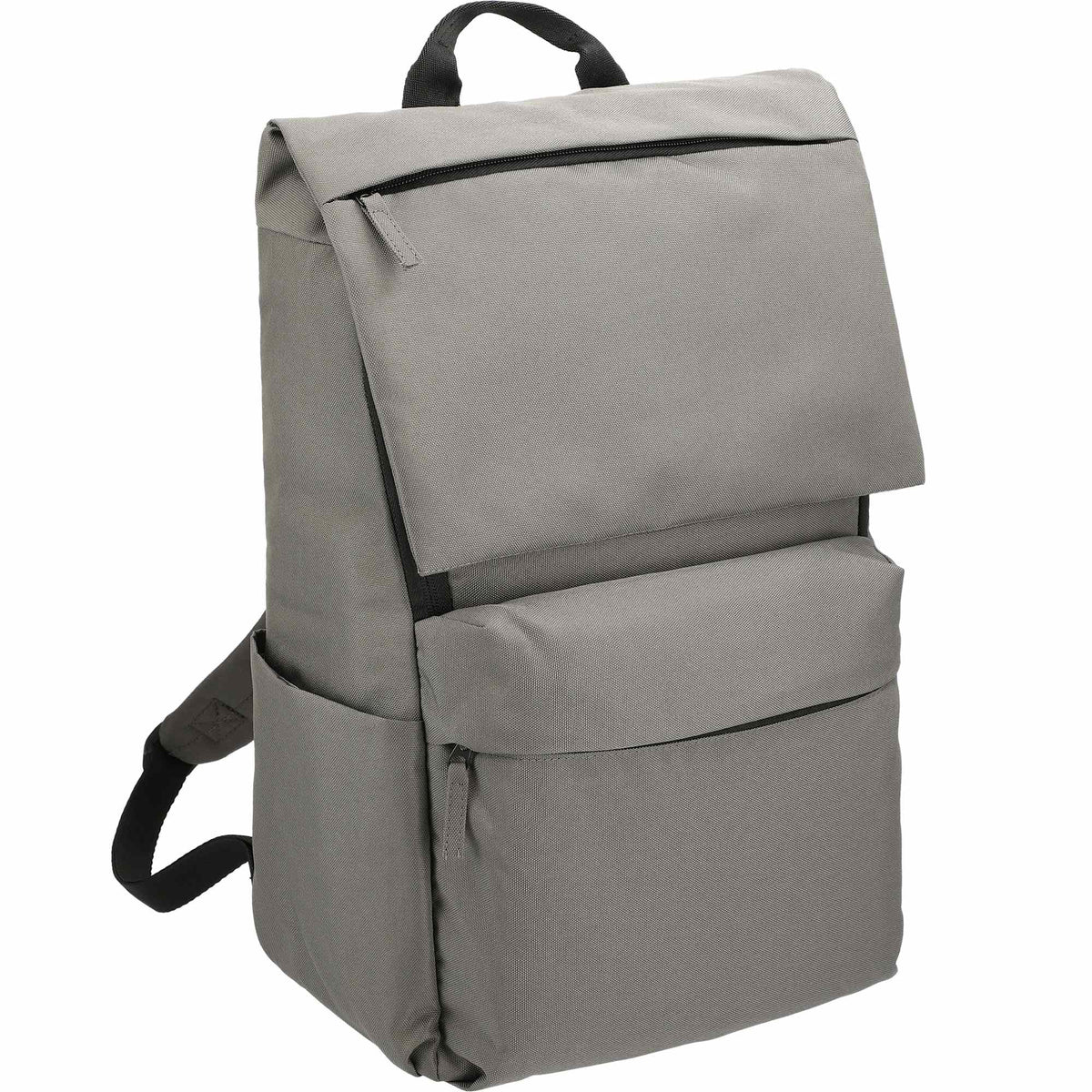 Merritt Recycled Computer Backpack with Flap Pocket, 15 Inch Transfer - Charcoal - Angled 2
