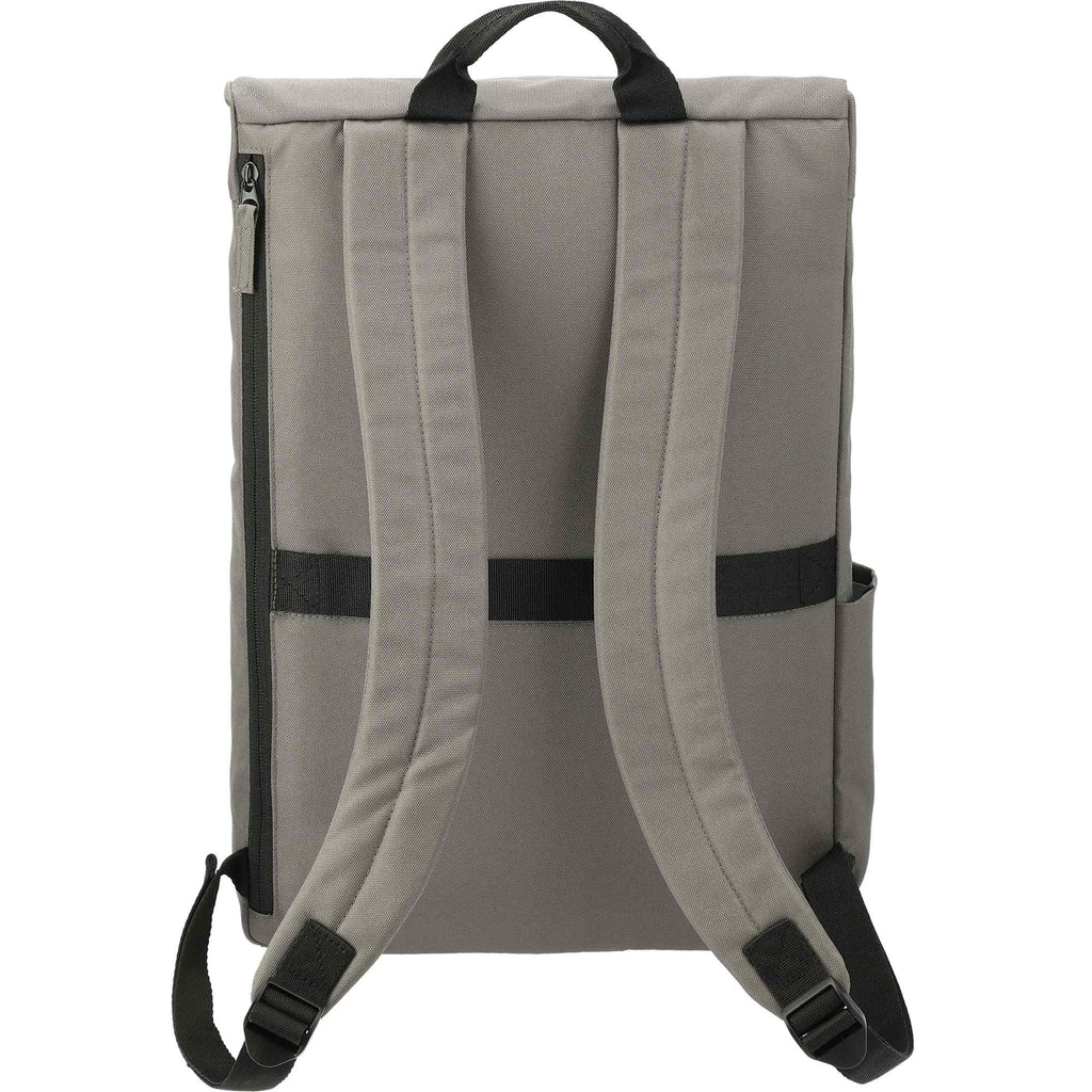 Merritt Recycled Computer Backpack with Flap Pocket, 15 Inch Transfer - Charcoal - Back