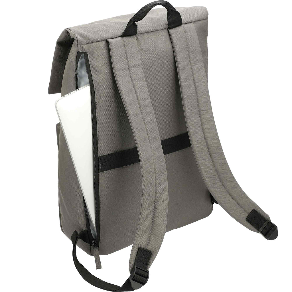 Merritt Recycled Computer Backpack with Flap Pocket, 15 Inch Transfer - Charcoal - Laptop Sleeve