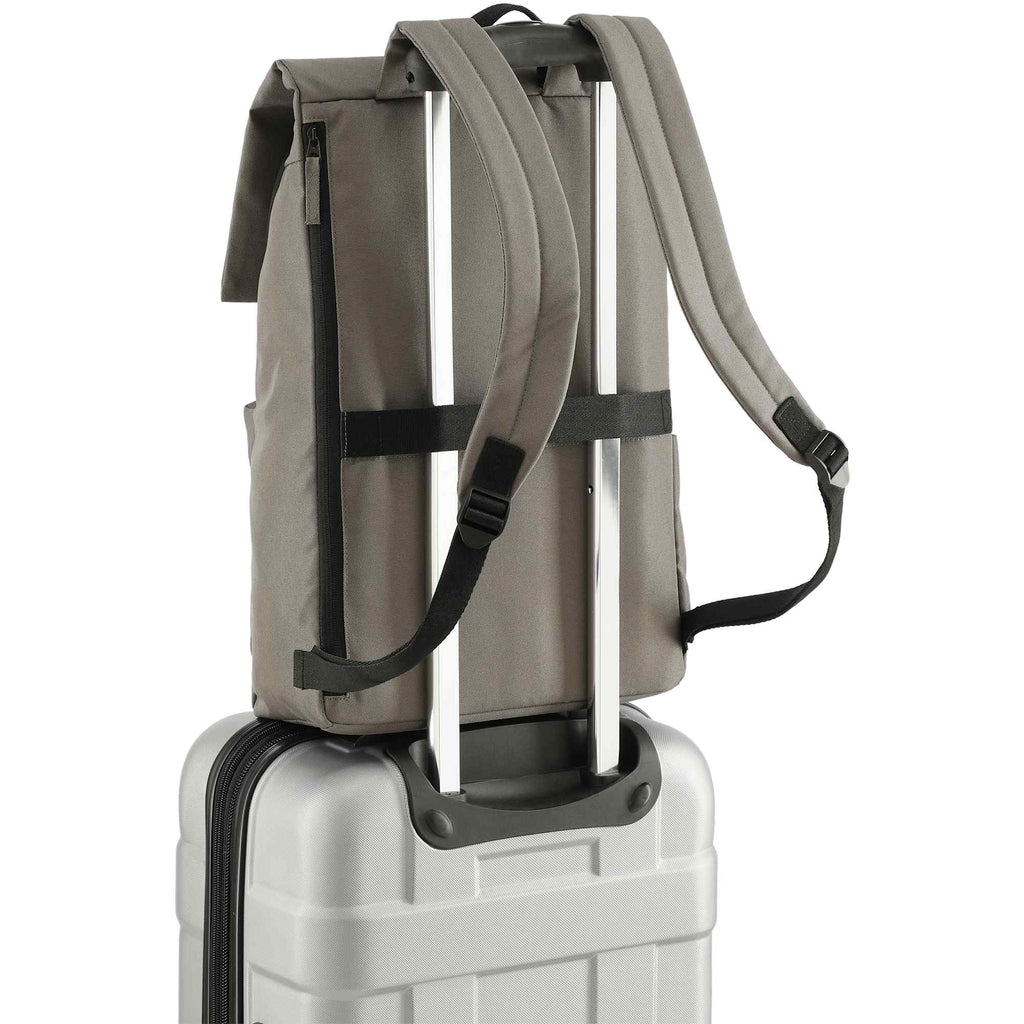 Merritt Recycled Computer Backpack with Flap Pocket, 15 Inch Transfer - Charcoal - Luggage Strap