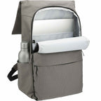 Merritt Recycled Computer Backpack with Flap Pocket, 15 Inch Transfer - Charcoal - Propped Inside 2