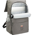 Merritt Recycled Computer Backpack with Flap Pocket, 15 Inch Transfer - Charcoal - Propped Inside