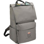Merritt Recycled Computer Backpack with Flap Pocket, 15 Inch Transfer - Charcoal - Propped Top