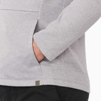 Merritt Recycled Fleece Full Zip for Men Transfer - Heather Grey - Detail On Model 3